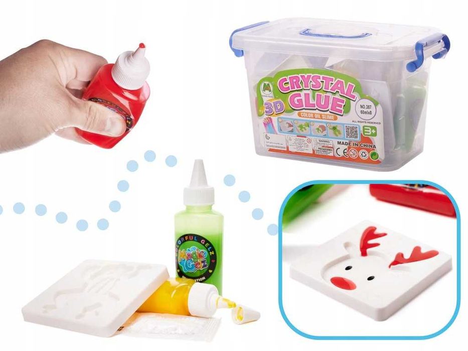 Slime zel 3D crystal glue zestaw kreatywny dla dzieci 26 elementow