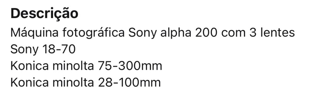 Sony a200 (+ 3 Lentes)