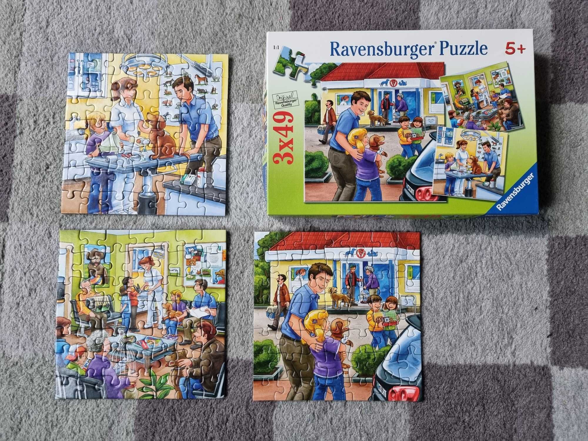 Zestaw puzzli (3szt), puzzle 5+ Ravensburger + Trefl