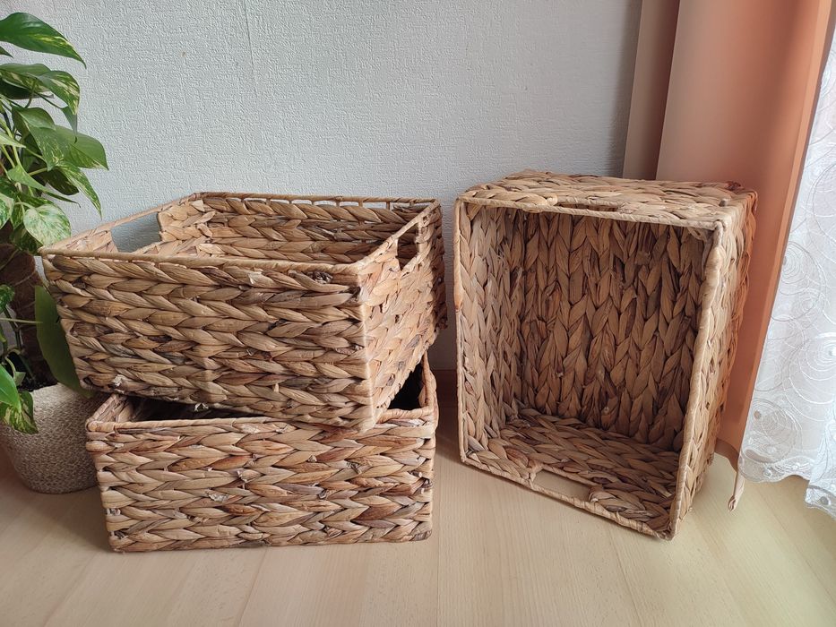 3 plecione kosze dekoracyjne do przechowywania 36x28x17 cm