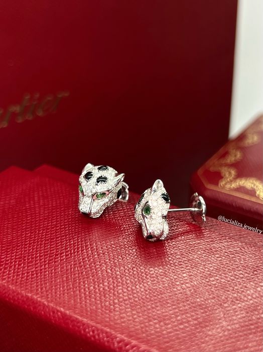 Золотые Серьги в стиле Cartier Panthère с бриллиантами 0.61ct