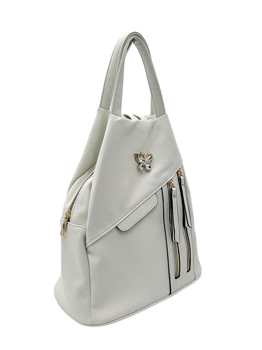 Torebka damska plecak biały kamień motyl