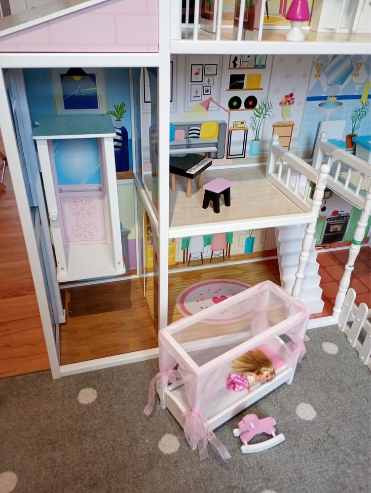 Ogromny domek dla Lalek drewniany + mebelki dla Barbie dla dziewczynek
