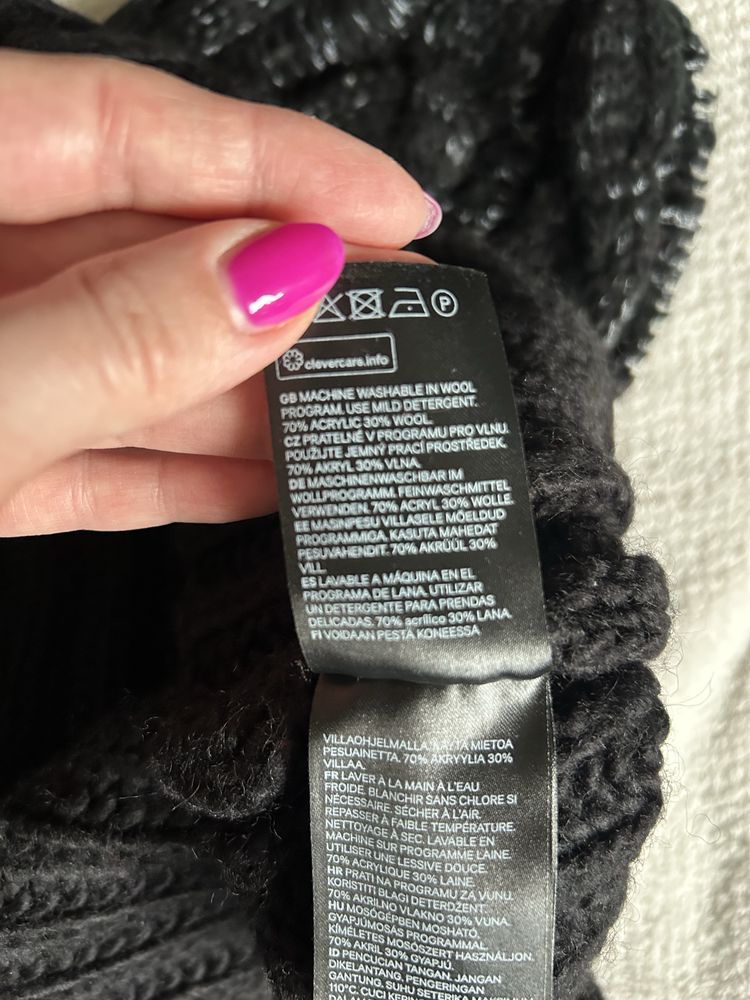 Komplet czapka Mohito komin H&M wełna czarny wełniany zestaw