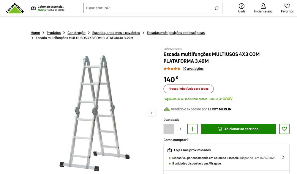 Escada multifunções 4X3 com plataforma 3.49M