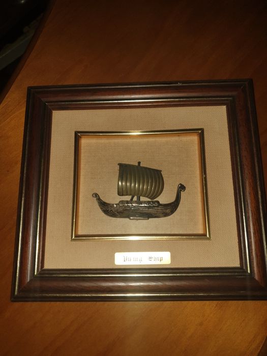 Quadro com barco Biking Ship prata