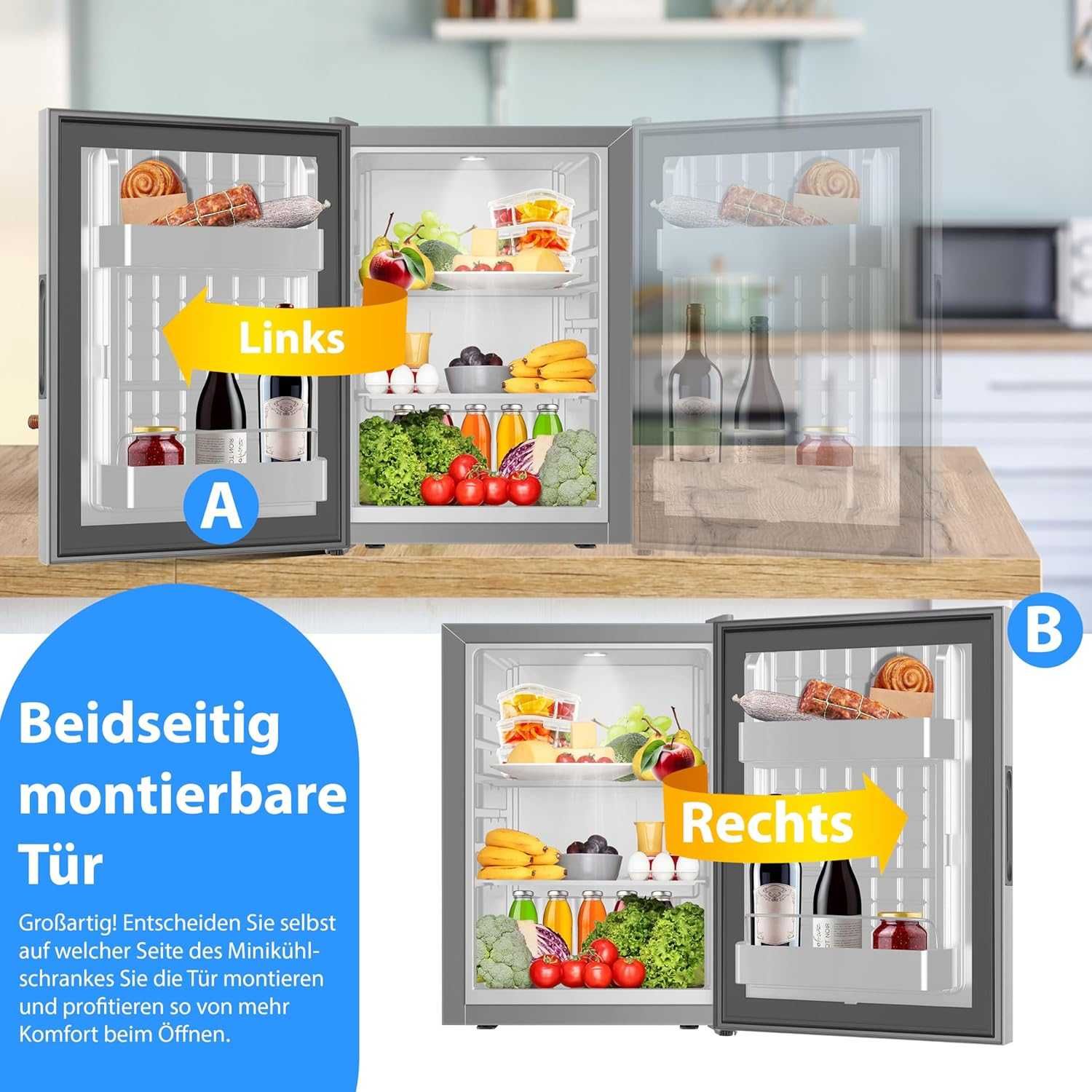 Lodówka Jednodrzwiowa KESSER 40L Mini Lodówka 43 × 40 × 57 cm