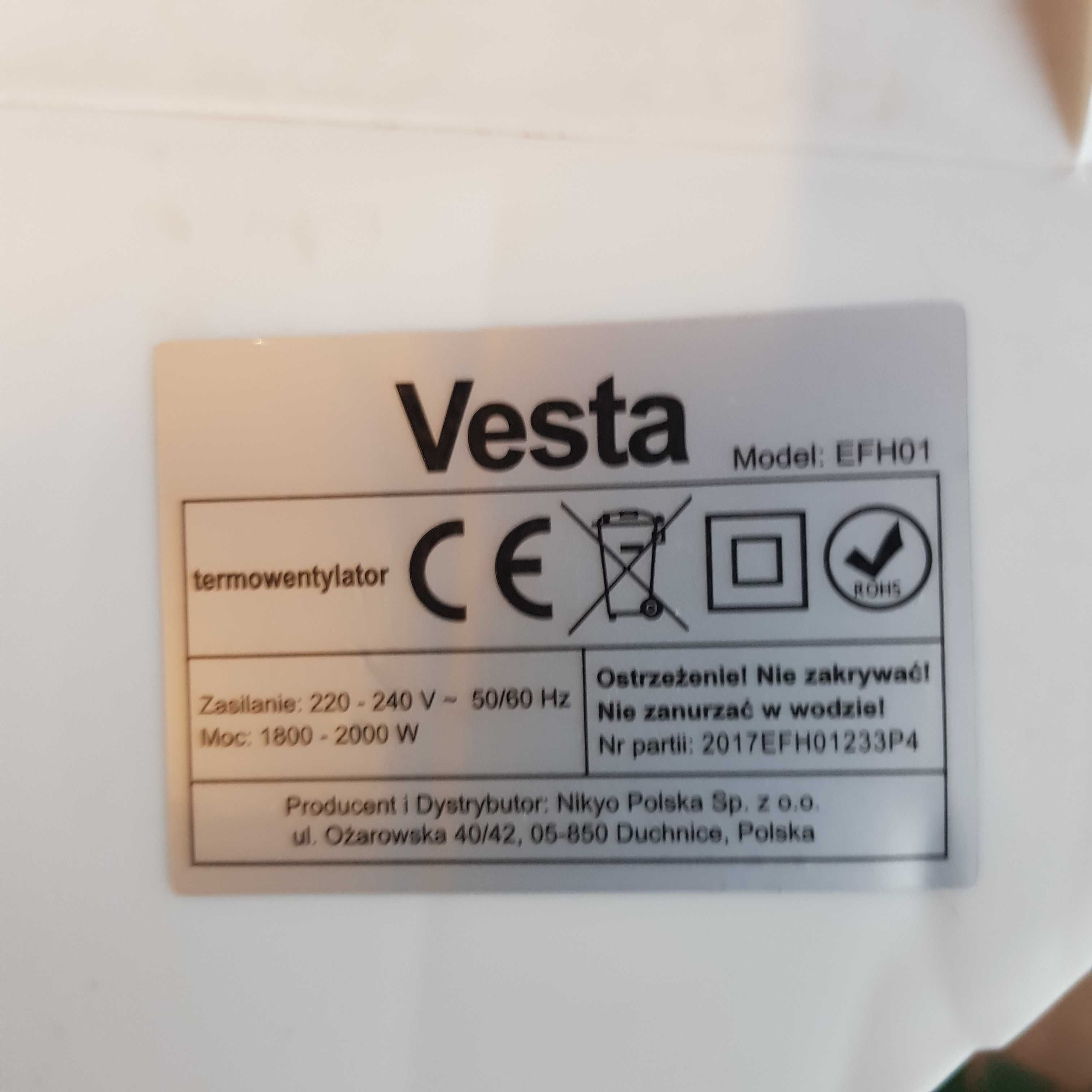 Termowentylator Vesta jak nowy, pisać SMS