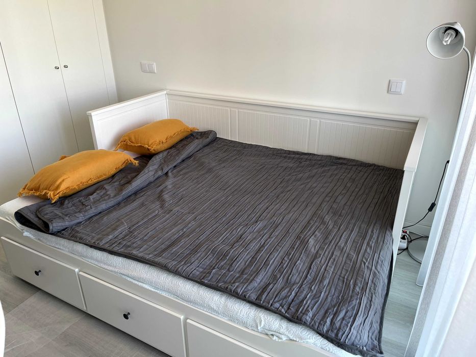 Cama Hemnes indiv/dupla c/3 gav, 80x200 cm + 2 colchões Malvik