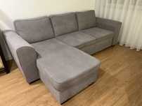 Sofá-cama Cinza com Chaise Long