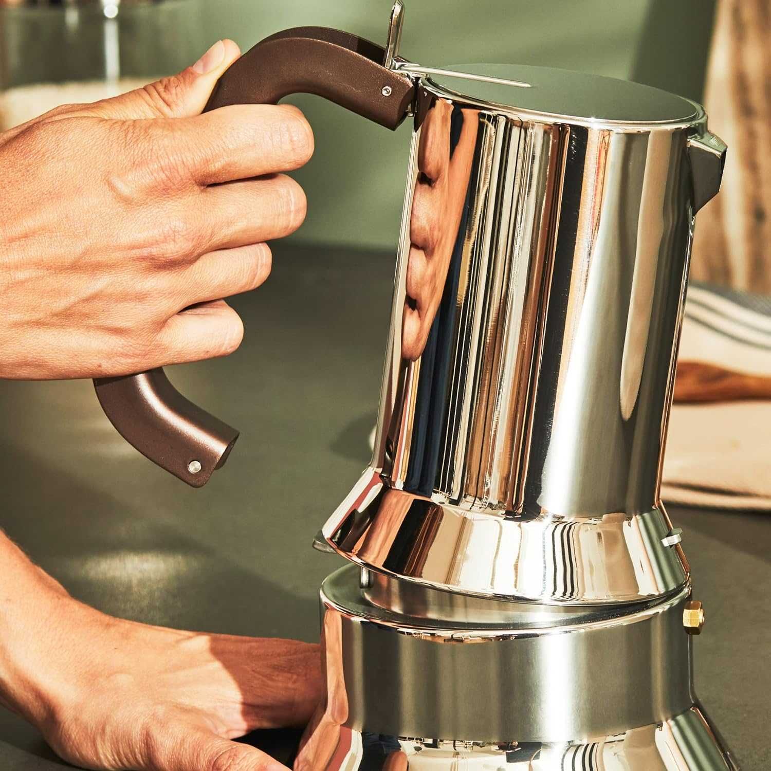 ALESSI MASZYNKA DO ESPRESSO Indukcja Srebrna 15,5 X 13,5 X 27 Cm