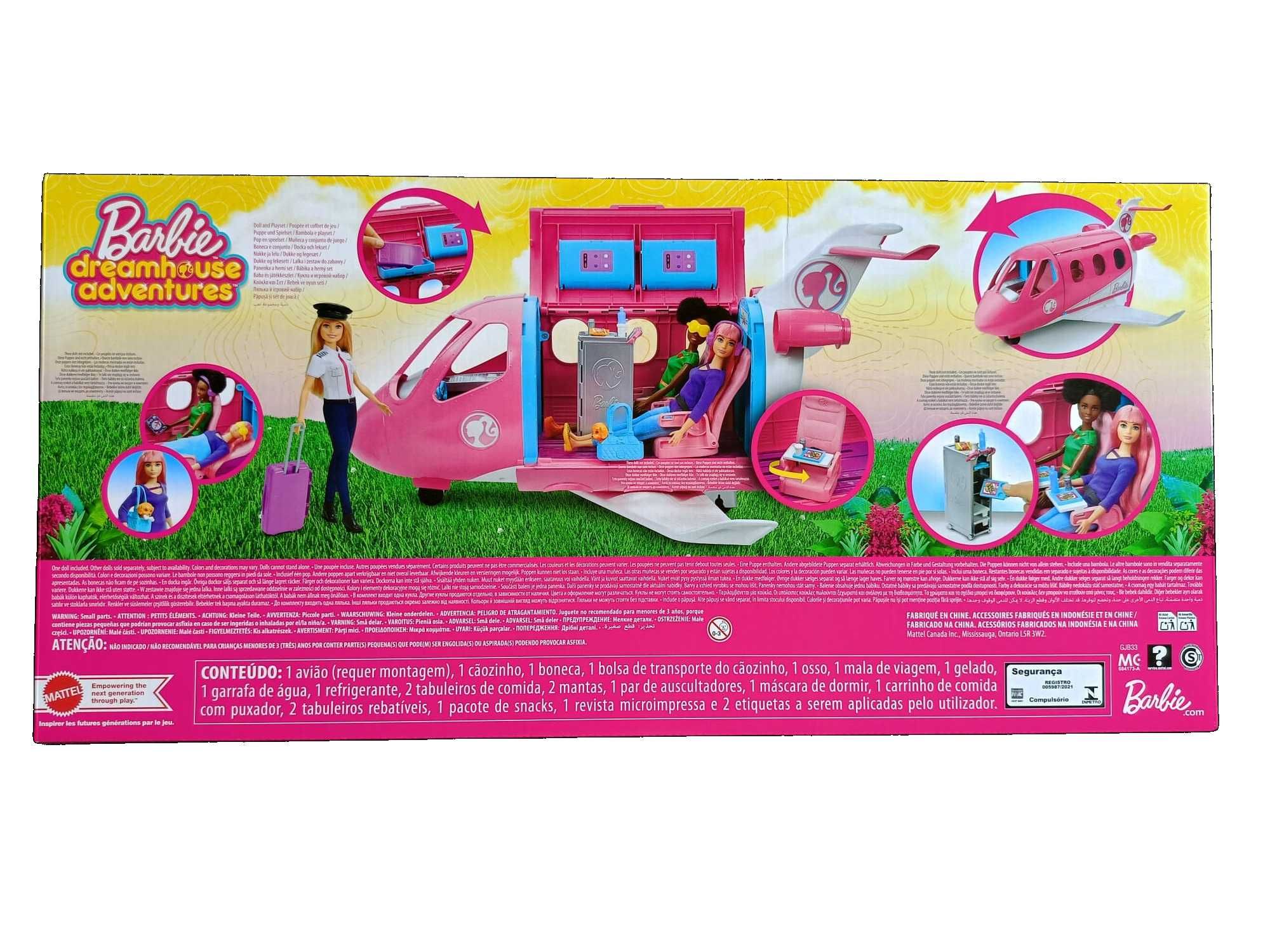 NOWY Barbie Wymarzony Samolot GJB33 + lalka pilotka i akcesoria