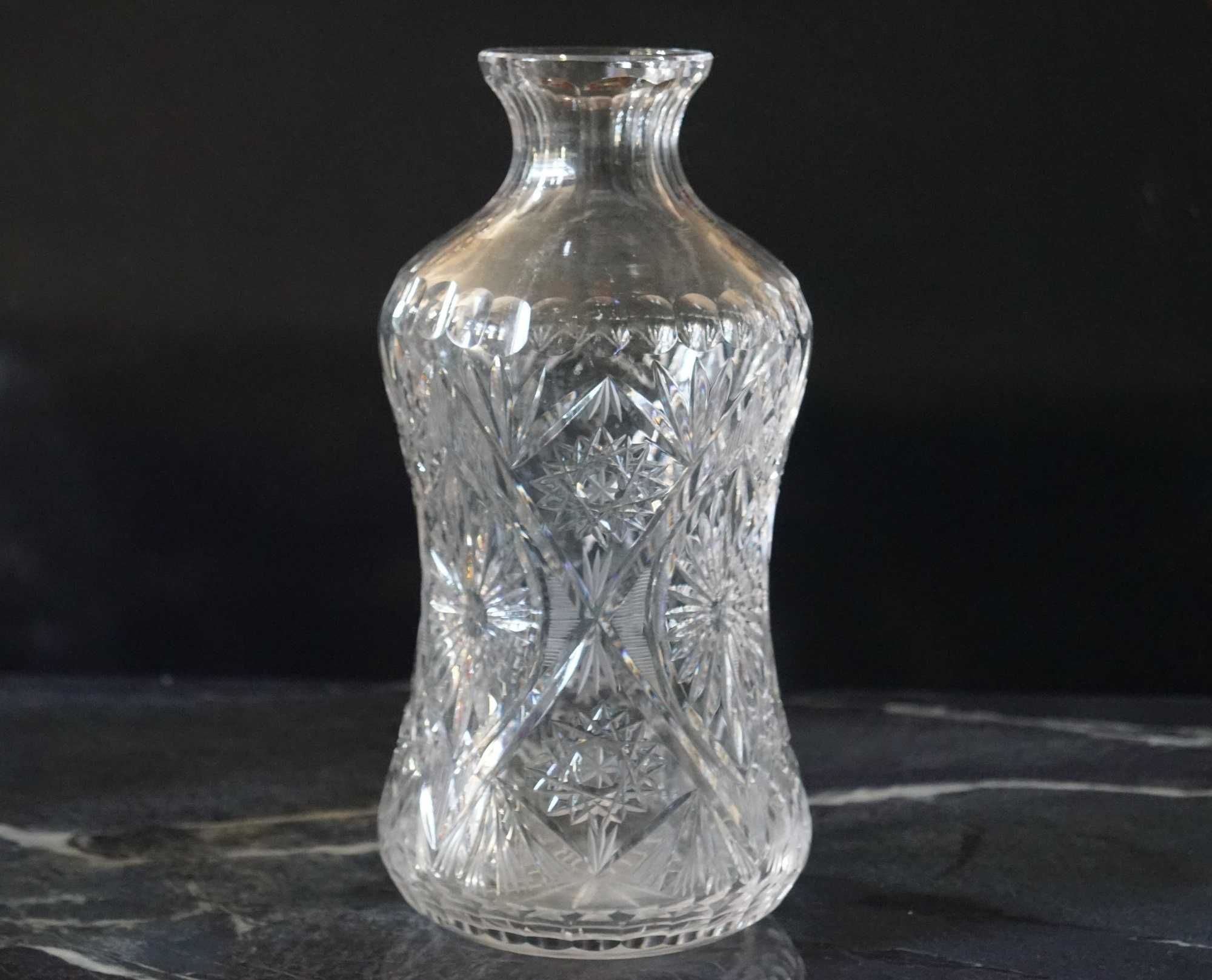 Duża efektowna karafka kryształowa 1,2 l. vintage PRL