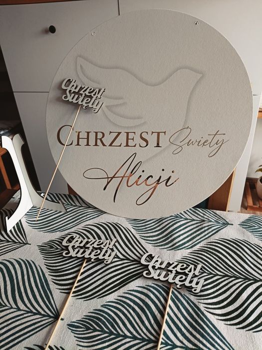 Baner chrzest święty Alicji koło 39 cm, topery