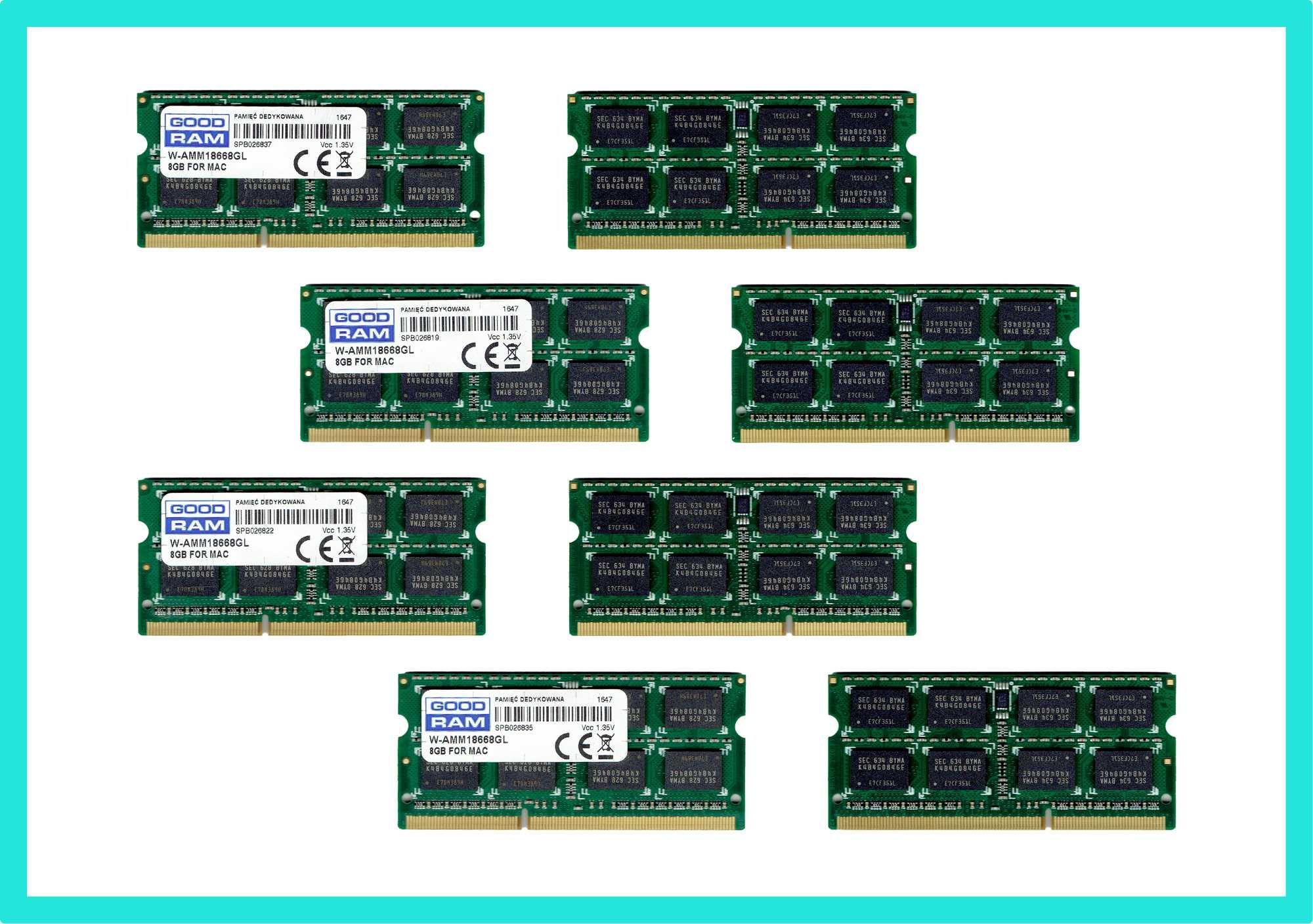 RAM 4 szt • • • 1x 8GB 1866Mhz DDR3 SO-DIMM → GoodRam • ORYGINAŁ APPLE