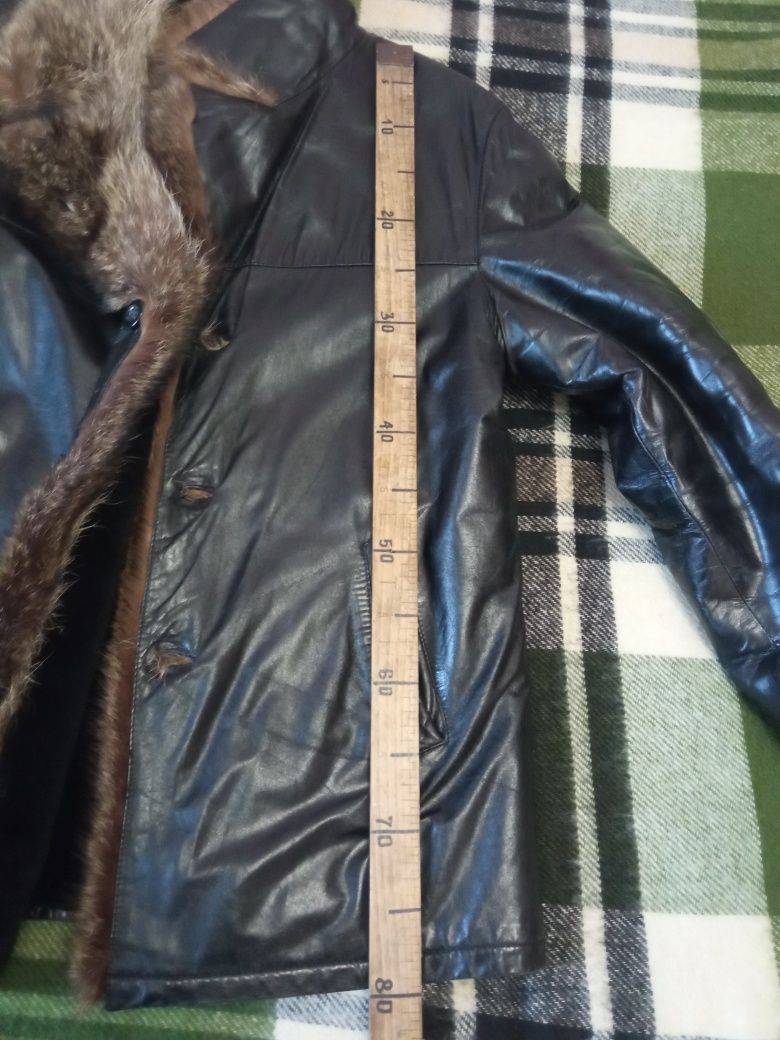 Мужская кожаная зимняя куртка р48, рост 170
