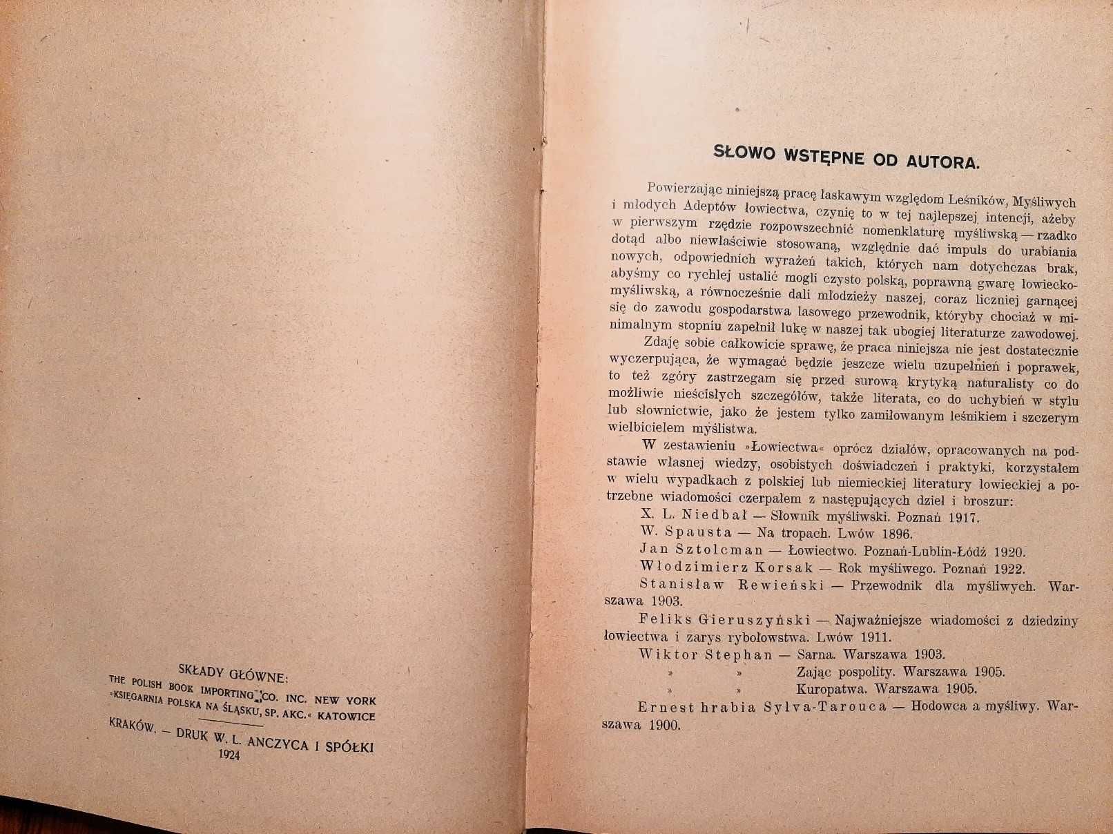Łowiectwo – Wiesław Krawczyński, wydanie 1924 r. – unikatowe