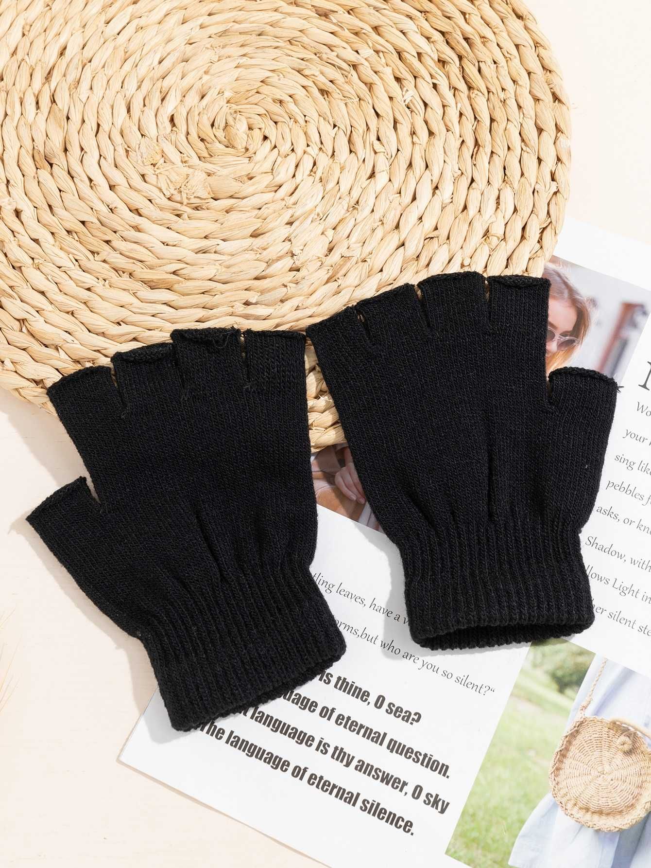 Rękawiczki Zimowe Bez Palców Czarne