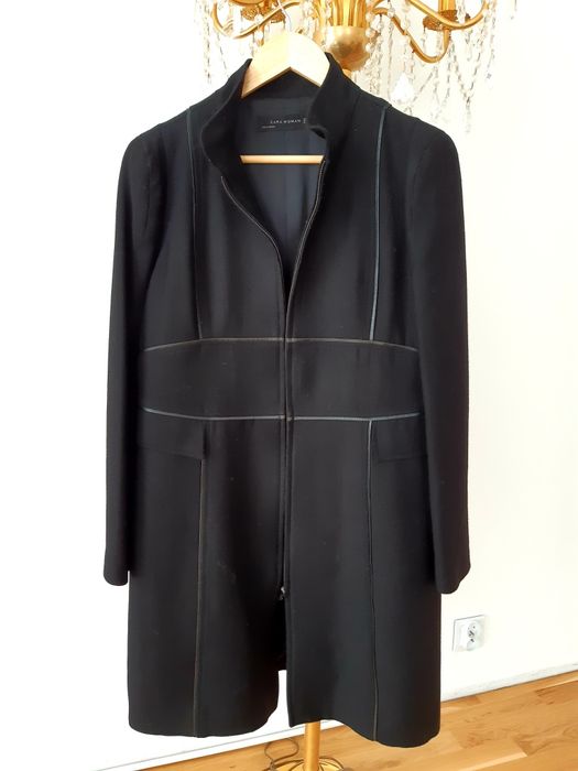 Zara M/L elegancki klasyczny płaszcz 88% wełna minimalizm premium