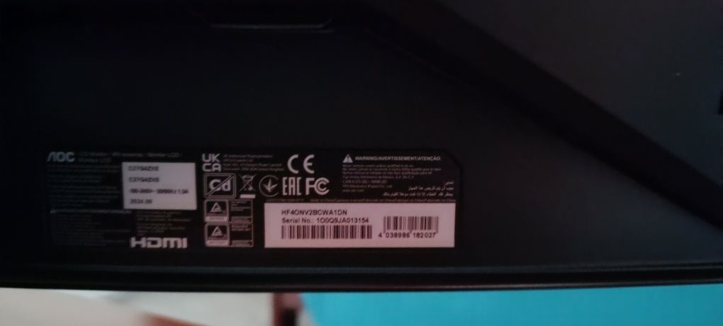 Monitor Gaming Curvo AOC G4 C27G4ZXE (27'' - FullHD - 0,3 ms - 280 Hz)