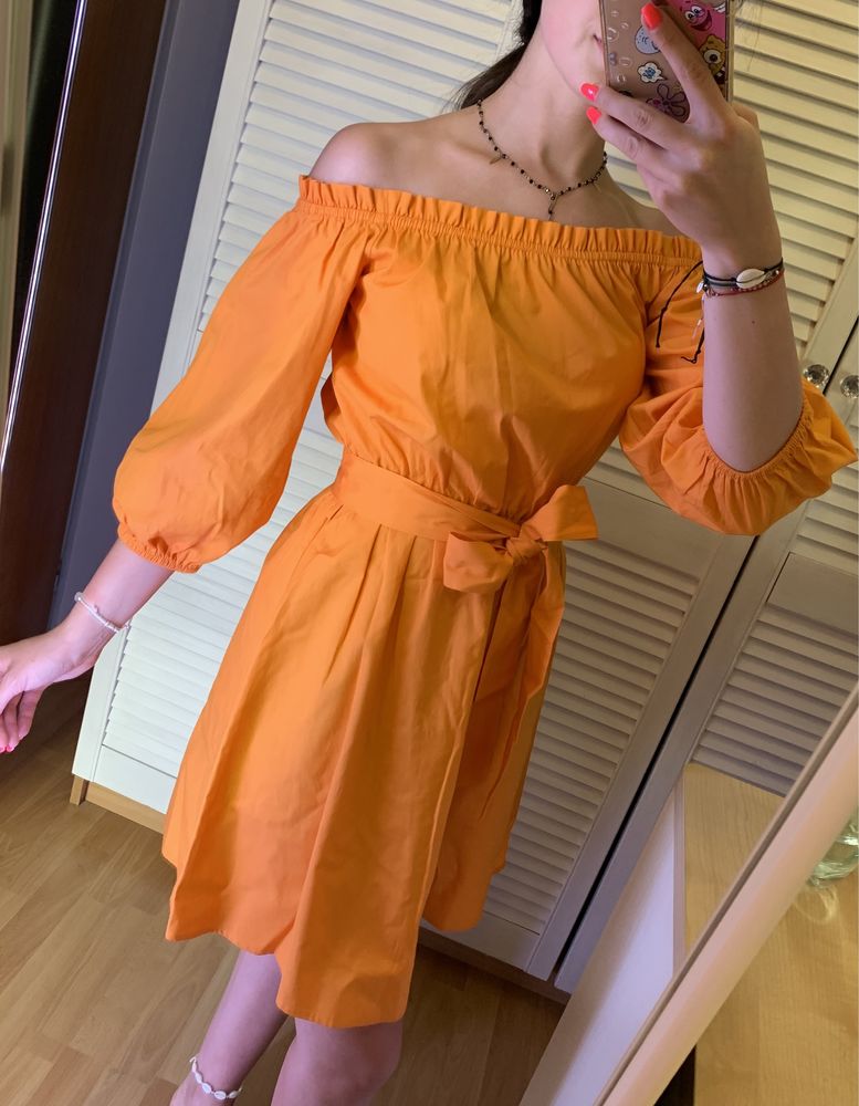 Sukienka hiszpanka Pomarańczowa mohito xxs z paskiem
