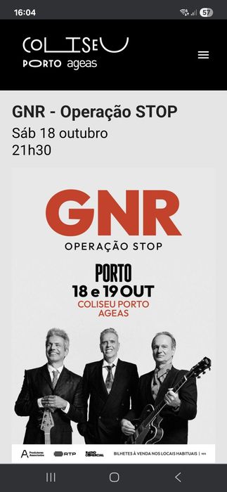 Bilhetes para concerto