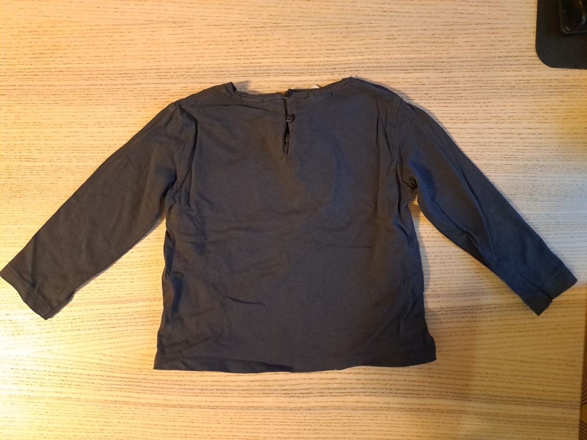 Bluzka Zara 98 top koszulka długi rękaw grafitowa czarna haft kokardki
