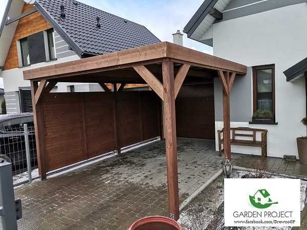 wiata carport płaski dach na jeden samochód montaż