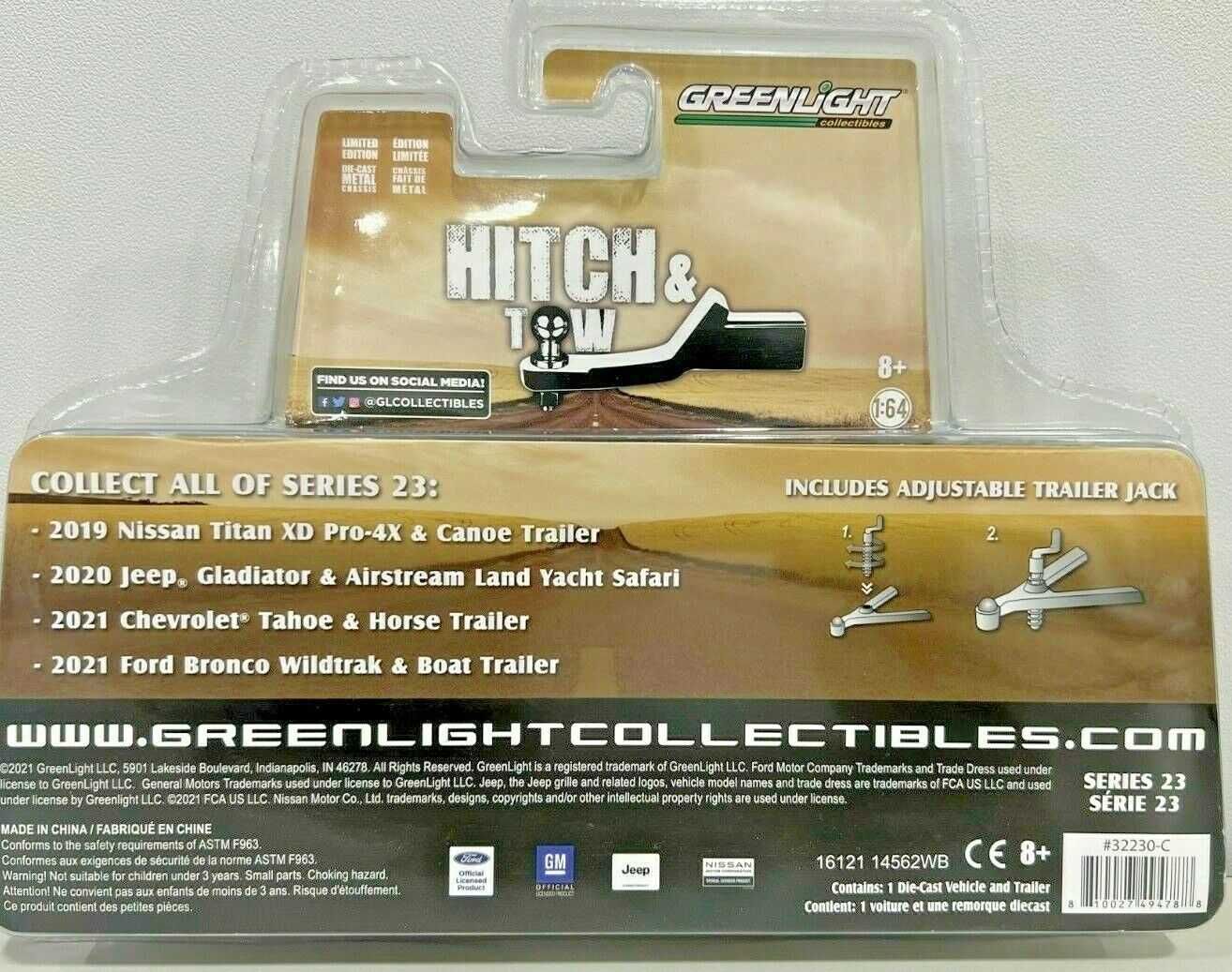 2021 Chevrolet Tanoe & Horse Trailer Hitch & Tow 1/64 Greenlight Novo