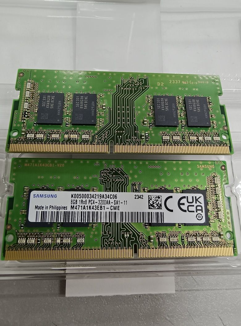 Продам ОЗУ для ноутбука 2 по 8Gb DDR4 Samsung 3200mhz CL22 1.2v