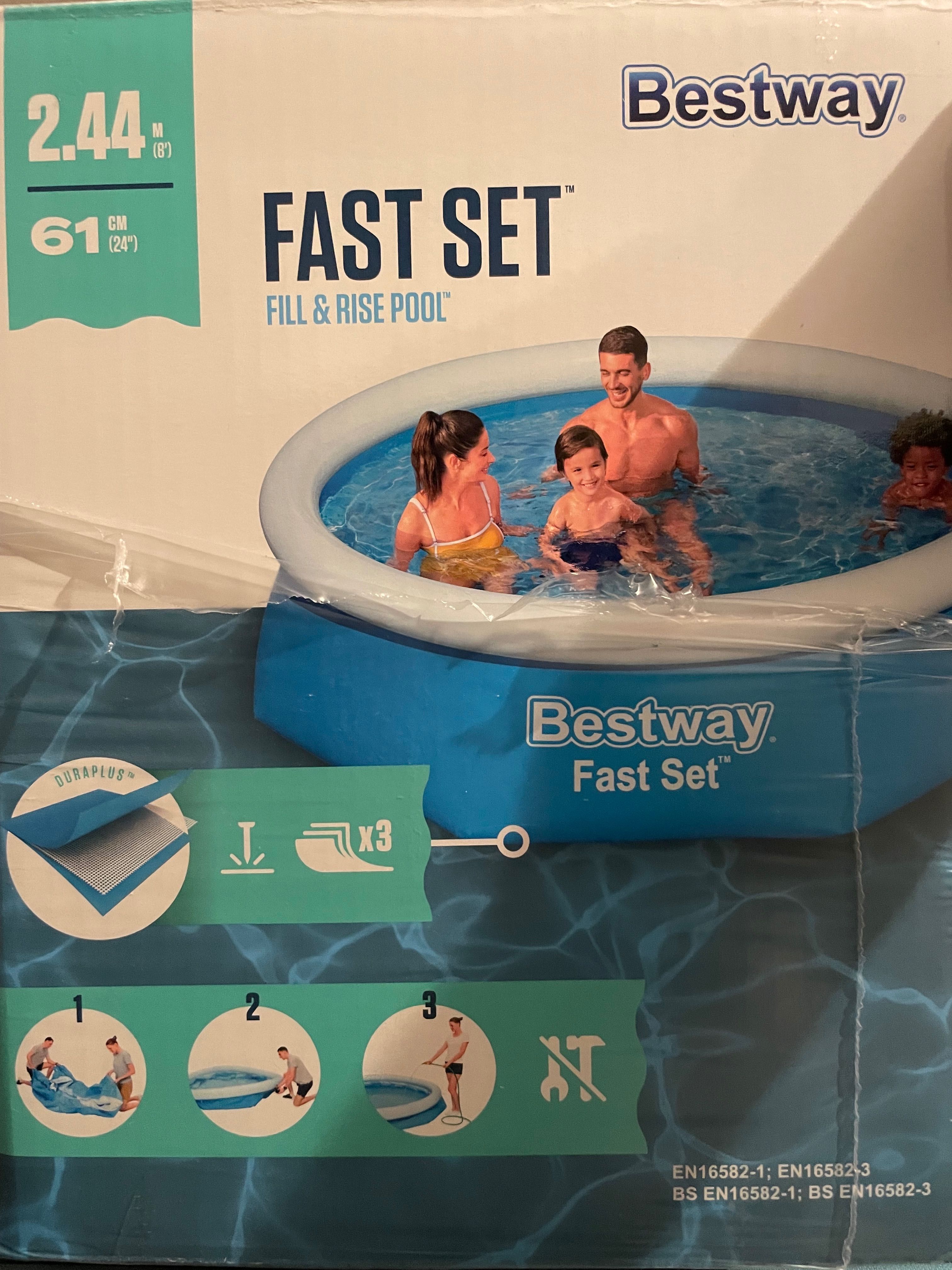 Basen Bestway Fast set + pokrywa Flowclear i automatyczny dmuchacz