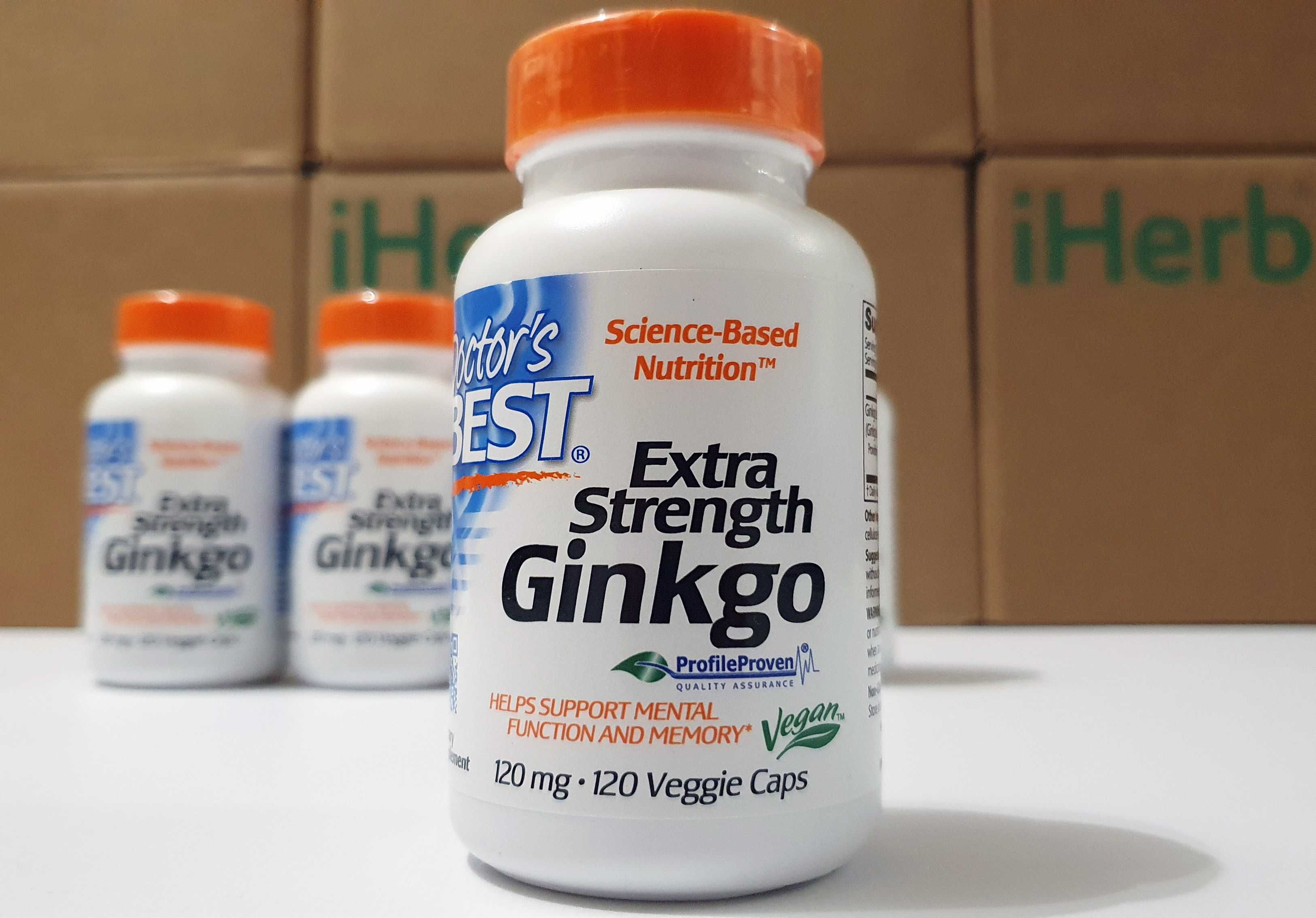 Doctor's Best Гинкго билоба, Extra Strength Ginkgo, 120 мг, 120 и 360