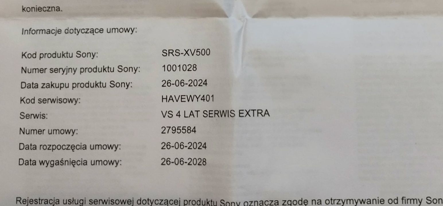 Sony SRS-XV500 Nowy, gwarancja extra na 4 lata