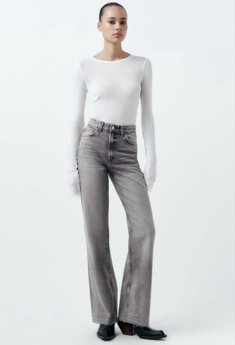 Джинси Wide Leg висока посадка Zara 34 Сірі