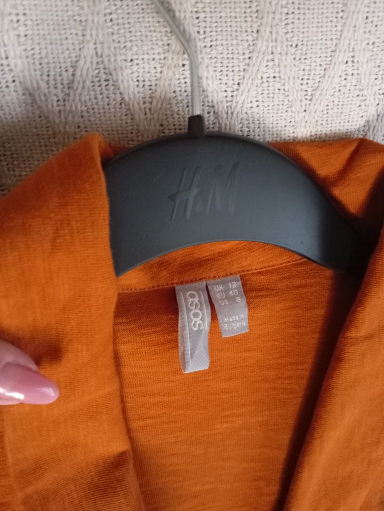 ASOS 40r efektowna pomarańczowa długa sukienka midi dopasowana