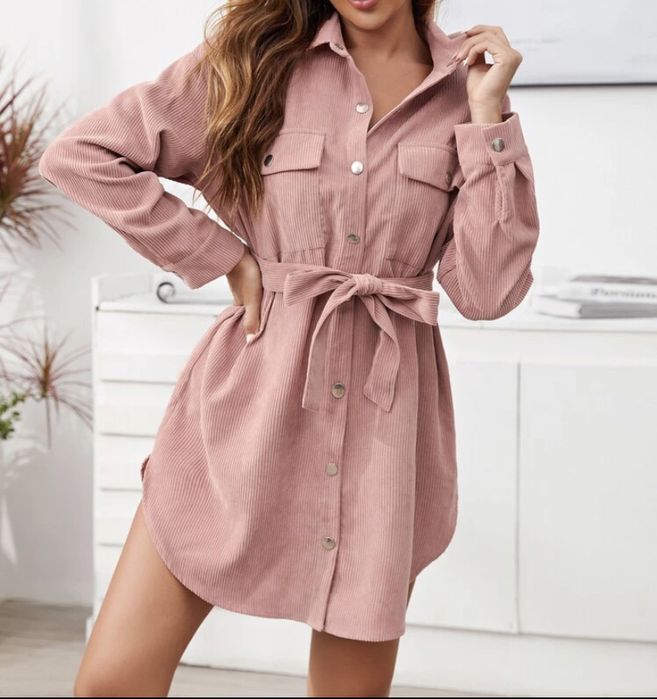 Vestido Camiseiro Rosa Bombazine