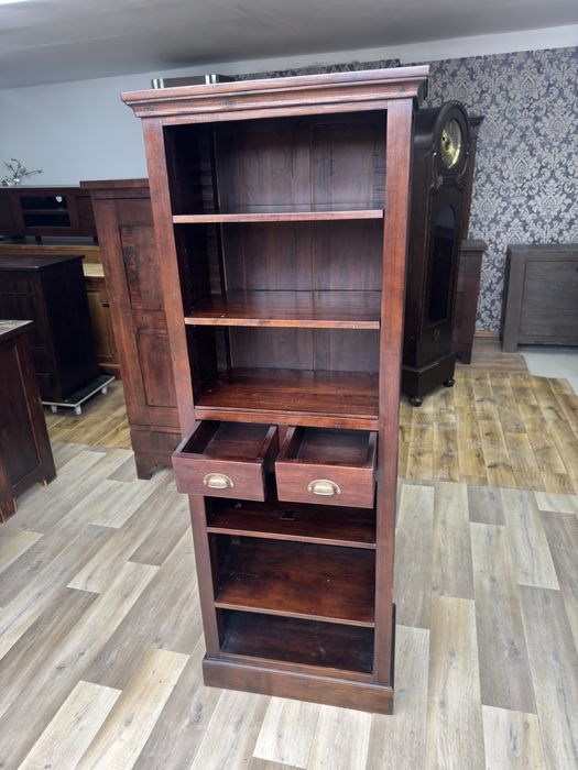 Regał z drewna, biblioteczka kolonialna, rustykalna, vintage