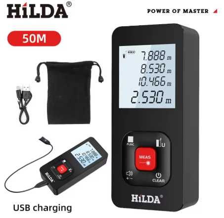 Лазерний далекомір Hilda 50м рулетка цифрова