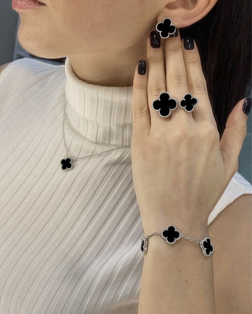 Набор Ван Клиф Van Cleef сережки цепочка браслет