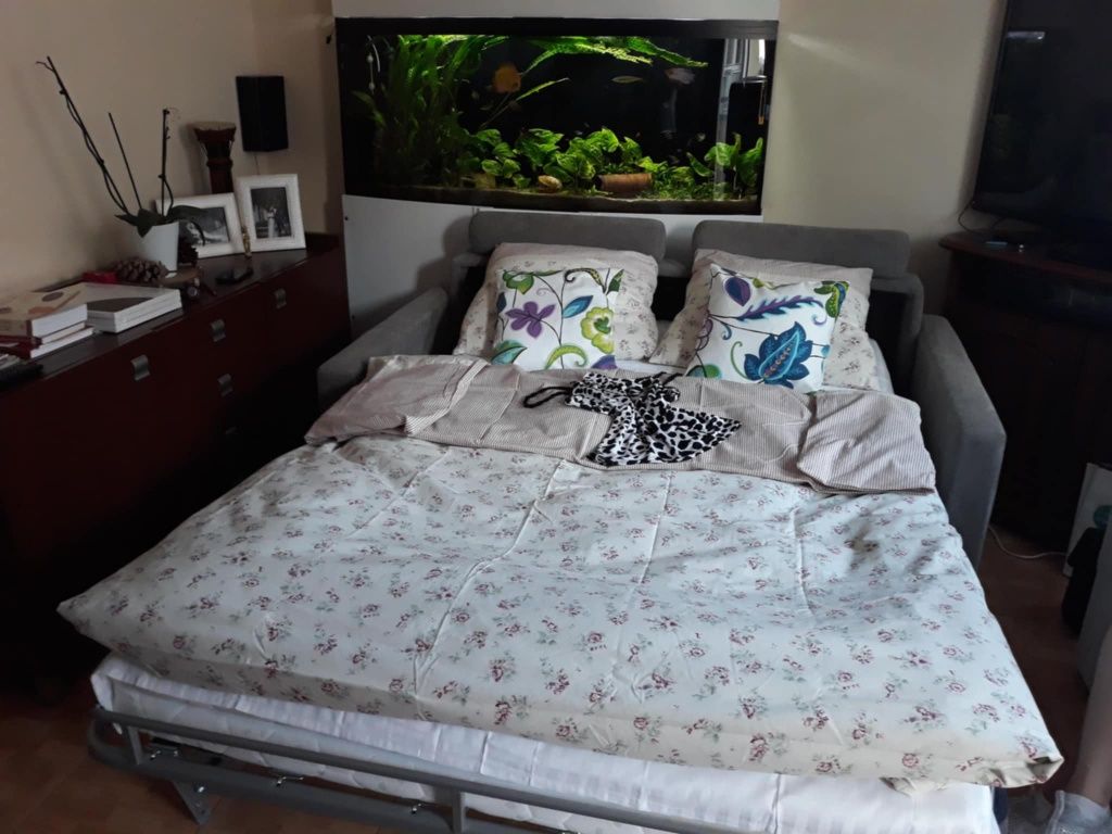 Swarzędz design. Sofa rozkładana, stelaż włoski