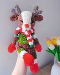 Renifer na szydełku, maskotka przytulanka handmade, dekoracja