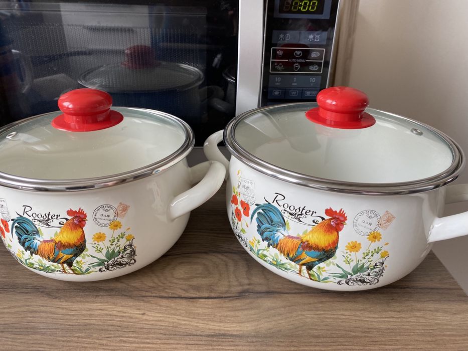 Garnki Pleszew Polska Emalia Kogucik pyza garnek Florina emaliowane