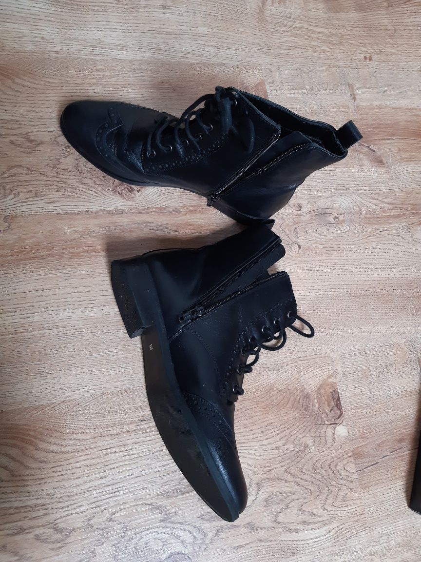Nowe buty kozaki, botki r.38 czarne półbuty monnari skóra