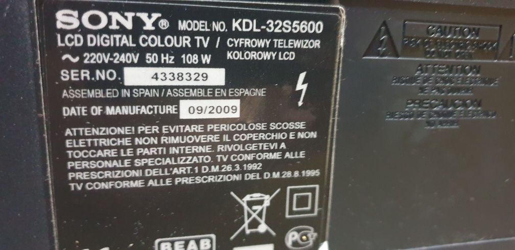 TV Sony 32 com imagem danificada