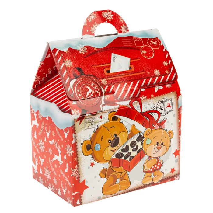 Коробка новорічна, коробка для цукерок, коробка картонна, пакунок