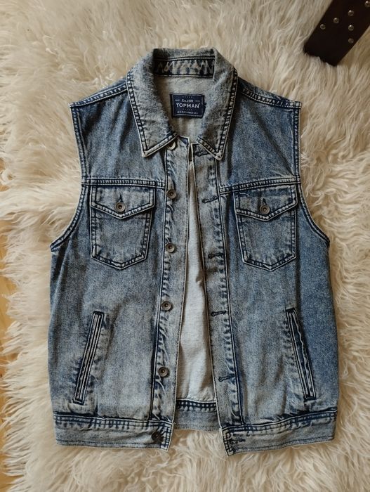 Dżinsowa kamizelka męska kurtka katana jeansowa retro 90s grunge