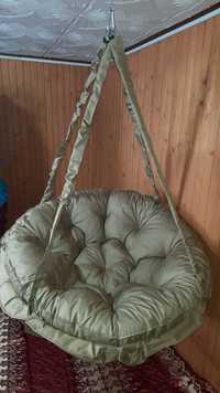 Крісло підвісна гойдалка садовая качеля кокон гамак кругла подушка