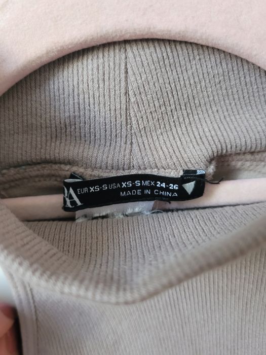 Beżowe elastyczne prążkowane body zara hoker XS S