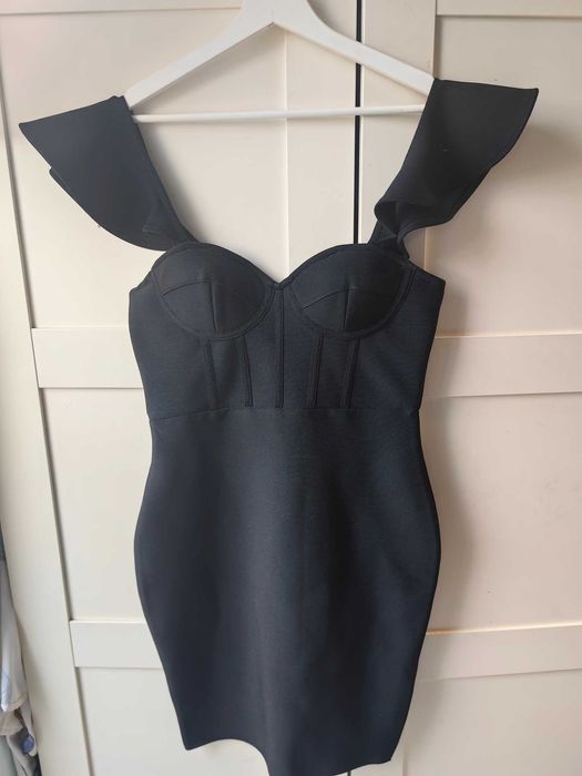 SUKIENKA MI FAVORITA MIDI varlesca czarna gorsetowa L obcisła