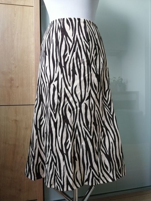 Spódnica brązowa w beżowe prążki 44